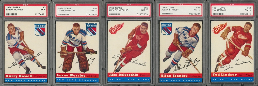 1954/55 Topps Hockey Hall of Famers PSA-Graded Collection (5 Different)